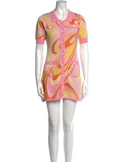 Pre-owned Oceanus Printed Mini Dress W/ Tags In Pink
