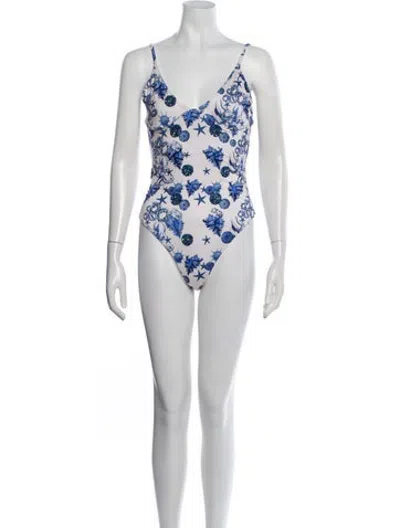 Pre-owned Oceanus Printed Sequin Embellishments One-piece W/ Tags In Neutrals