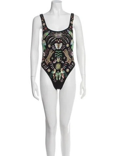 Pre-owned Oceanus Printed Sequin Embellishments One-piece W/ Tags In Purple