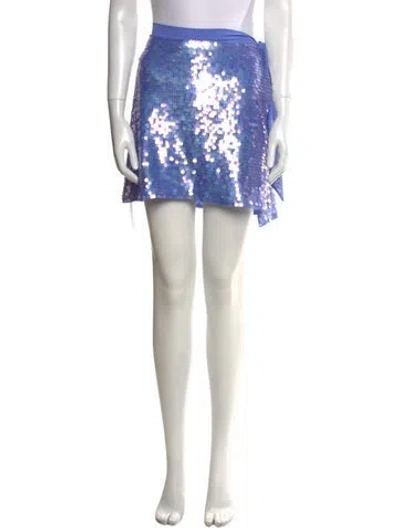 Pre-owned Oceanus Sequin Embellishments Mini Skirt In Blue
