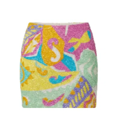 Oceanus Swimwear Azure Beaded Mini Skirt In Multi