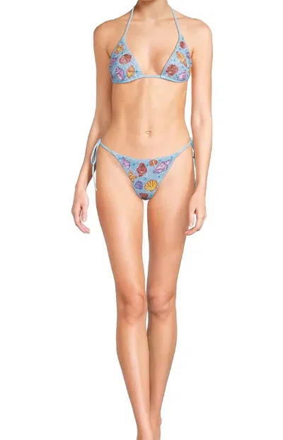 Oceanus Swimwear Daphne Groeneveld Sea Embellished Bikini Bottom In Blue In White