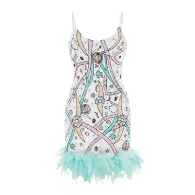 Oceanus Swimwear Karmen Hand Embroidered White Mini Dress