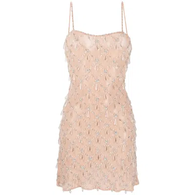 Oceanus Swimwear Neutrals Arabella Hand Beaded Crystal Dress Nude In Brown
