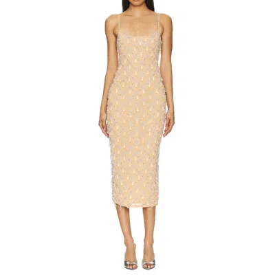 Oceanus Swimwear Neutrals Calliope Luxury Crystal Maxi Party Dress Nude In Brown