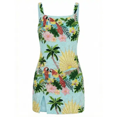 Oceanus Swimwear Pandora Luxe Hand Beaded Dress Blue