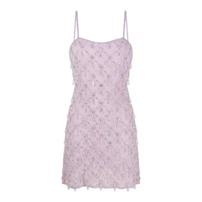 Oceanus Swimwear Purple Arabella Hand Beaded Crystal Dress Lilac