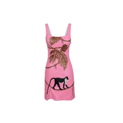 Oceanus Swimwear St. Barth Hand-beaded Crystal Dress Pink