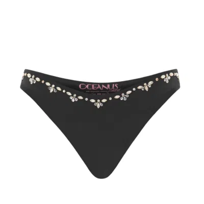 Oceanus Swimwear Women's Aaliyah Hand Embroidered Crystals Bikini Bottom - Black
