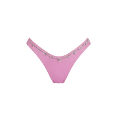 Oceanus Swimwear Women's Aaliyah Hand Embroidered Crystals Bikini Bottom - Pink