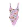 Oceanus Swimwear Women's Alabama Floral Hand Embroidered One Piece Swimsuit - Lilac In Purple