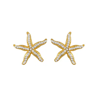 Oceanus Swimwear Women's Aurora's Crystal Starfish Gold Earrings Daphne X Oceanus