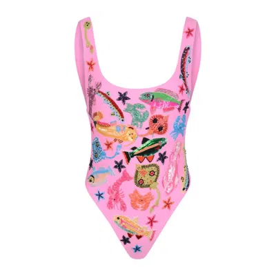 Oceanus Swimwear Women's Black / Blue / Pink Arizona One Piece Swimsuit