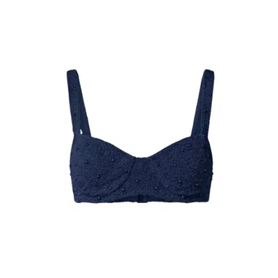 Oceanus Swimwear Women's Blue Heidi Hand Beaded Bikini Top Navy