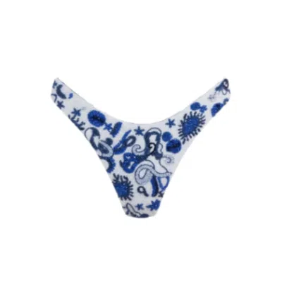 Oceanus Swimwear Women's Blue / White Sea Horse Bikini Bottom - White In Multi