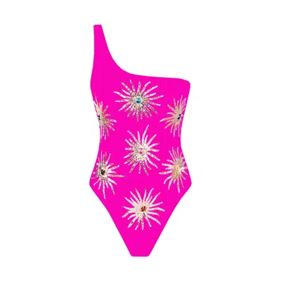 Oceanus Swimwear Women's Callie One Shouldered Swimsuit - Pink In Multi