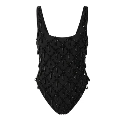 Oceanus Swimwear Women's Calliope Crystal One Piece Swimsuit Black