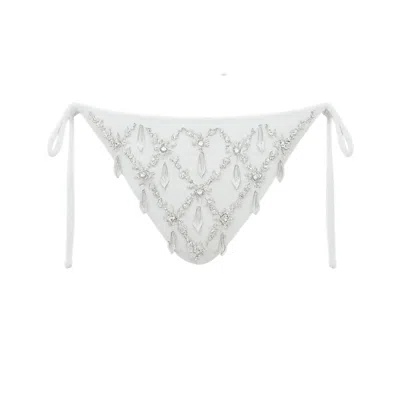 Oceanus Swimwear Women's Calliope Luxury Crystal Bikini Bottom - White