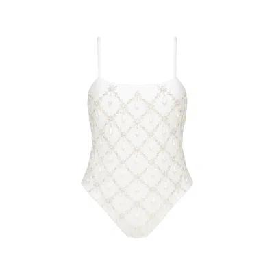 Oceanus Swimwear Women's Calliope Thin Straps One Piece Swimsuit - White