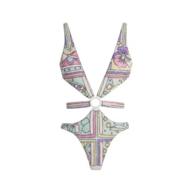 Oceanus Swimwear Women's Carlotta Talia Beaded Swimsuit Multicolour In White