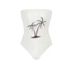Oceanus Swimwear Women's Chrissy Hand Embroidered Sequin Swimsuit White In White