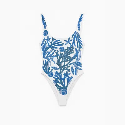 Oceanus Swimwear Women's Elenora Hand Beaded One Piece Swimsuit White