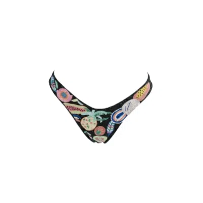 Oceanus Swimwear Women's Fruit Hand Beaded Underwire Bikini Bottom - Black In Multi