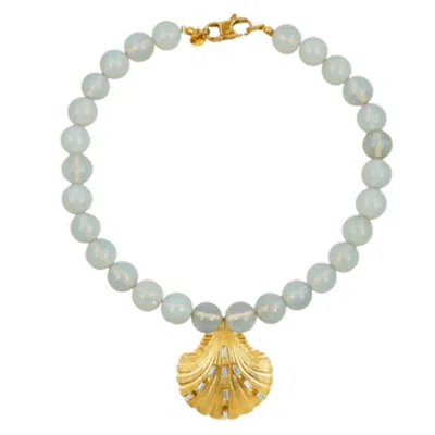 Oceanus Swimwear Women's Isla's Opal And Gold Shell Pendant Necklace Daphne X Oceanus