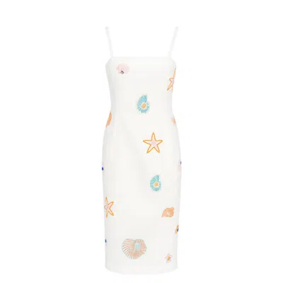 Oceanus Swimwear Women's Kiara Crystal Midi Dress White