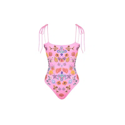 Oceanus Swimwear Women's Mirrored Sea One Piece Swimsuit Pink