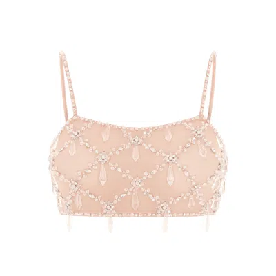 Oceanus Swimwear Women's Neutrals Calliope Luxury Crystal Co Ord Top Only Nude In Brown