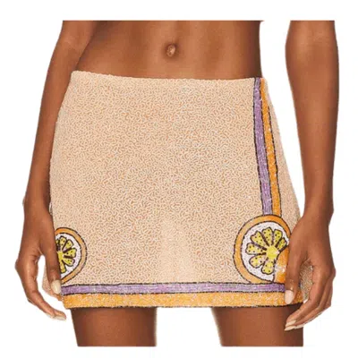 Oceanus Swimwear Women's Neutrals Melodie Co-ord Hand Embroidered Crystal Skirt - Peach In Gray
