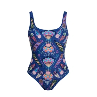 Oceanus Swimwear Women's Oceanus X Zandra Rhodes Dream Shell Hand Beaded Swimsuit - Purple