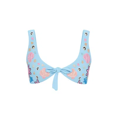 Oceanus Swimwear Women's Orla Tie In The Middle Bikini Top Blue