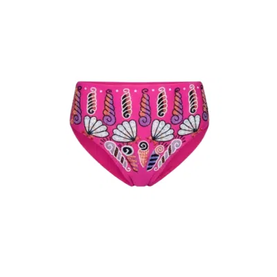 Oceanus Swimwear Women's Pink Oceanus X Zandra Rhodes Nebula Shell Bikini Bottom - Fuchsia