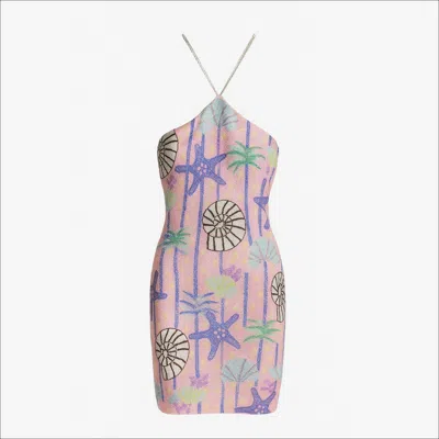 Oceanus Swimwear Women's Pink Shell Halterneck Mini Dress