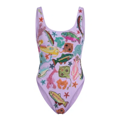 Oceanus Swimwear Women's Purple Arizona One Piece Swimsuit Lilac
