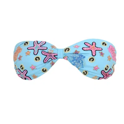 Oceanus Swimwear Women's Quinn Clasp Closure Blue Bikini Top