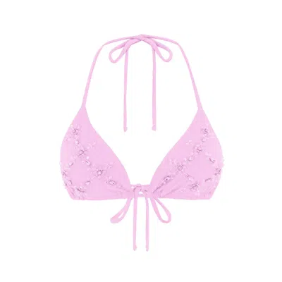 Oceanus Swimwear Women's Rose Luxe Self-tie Bikini Top - Pink