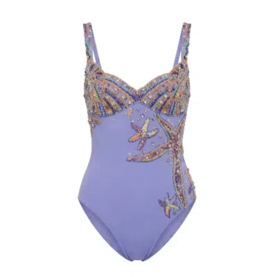 Oceanus Swimwear Women's Selene Sea Shell Swimsuit Purple In Blue