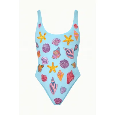 Oceanus Swimwear Women's Sophie Hand Beaded Swimsuit Blue