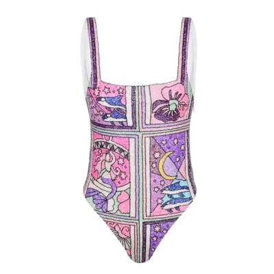 Oceanus Swimwear Women's Talia Hand Beaded Multi-coloured Crystal Swimsuit