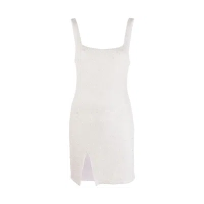 Oceanus Swimwear Women's White Sofia Hand Beaded Party Dress