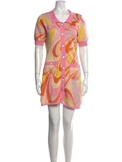 Pre-owned Oceanus Tie-dye Print Mini Dress In Pink