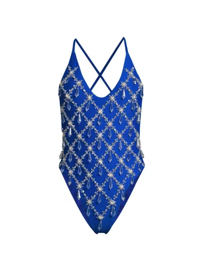 Oceanus Women's Calliope Embellished One-piece Swimsuit In Blue