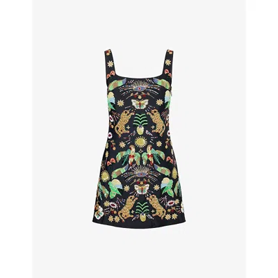 Oceanus Womens Black Aurelia Embellished Mini Dress