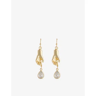 Oceanus Womens Gold Paloma Metal Drop Earrings
