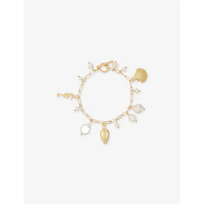 Oceanus Womens Gold Pearl Pearl Prism Metal Bracelet