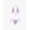 Oceanus Womens Lilac Fia Tropical Rhinestone-embellished Bikini Xs