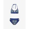 Oceanus Womens Navy Mias Marina Rhinestone-embellished Bikini In Blue